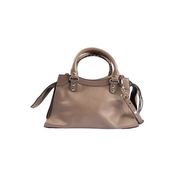 BALENCIAGA Beige Leather Logo Patch Neo Classic City Small Tote Bag - Picture 2 of 6